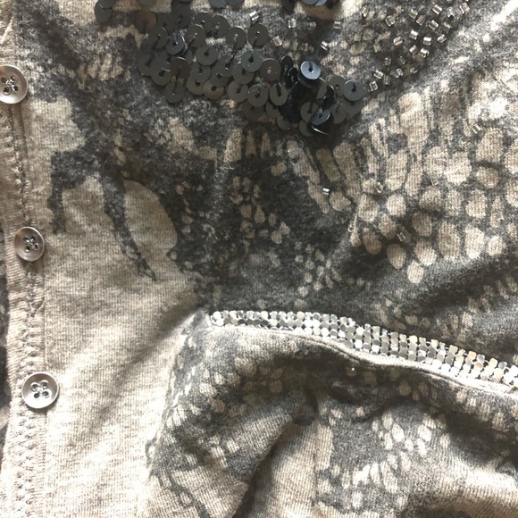 Buckle Cardigan with Sequin Accents + Rose Pattern - Picture 5 of 5